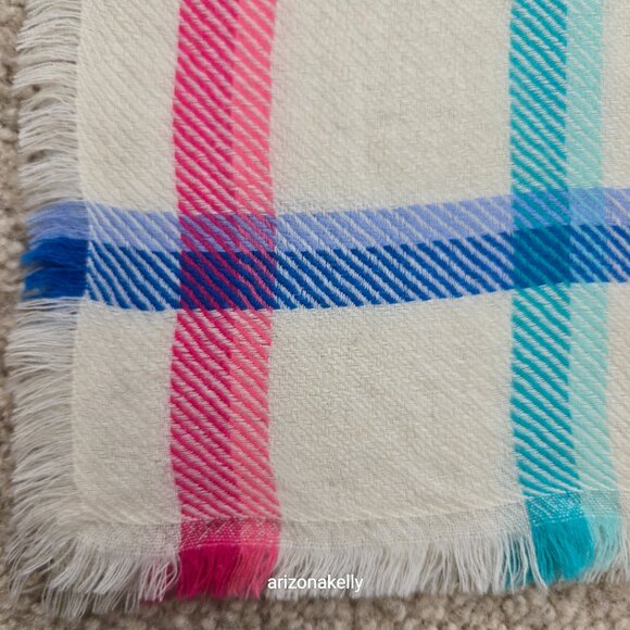 NWT Talbots 100% Wool Scarf Colorful Plaid - Picture 6 of 10